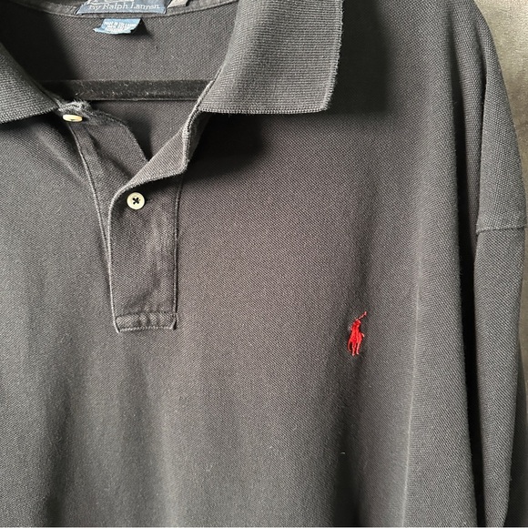 Polo by Ralph Lauren Men's Black Polo with Red Logo - long sleeve- 4XB - Picture 5 of 9